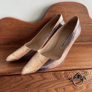 Manolo Blahnik Snakeskin Heels in Brown and Tan
